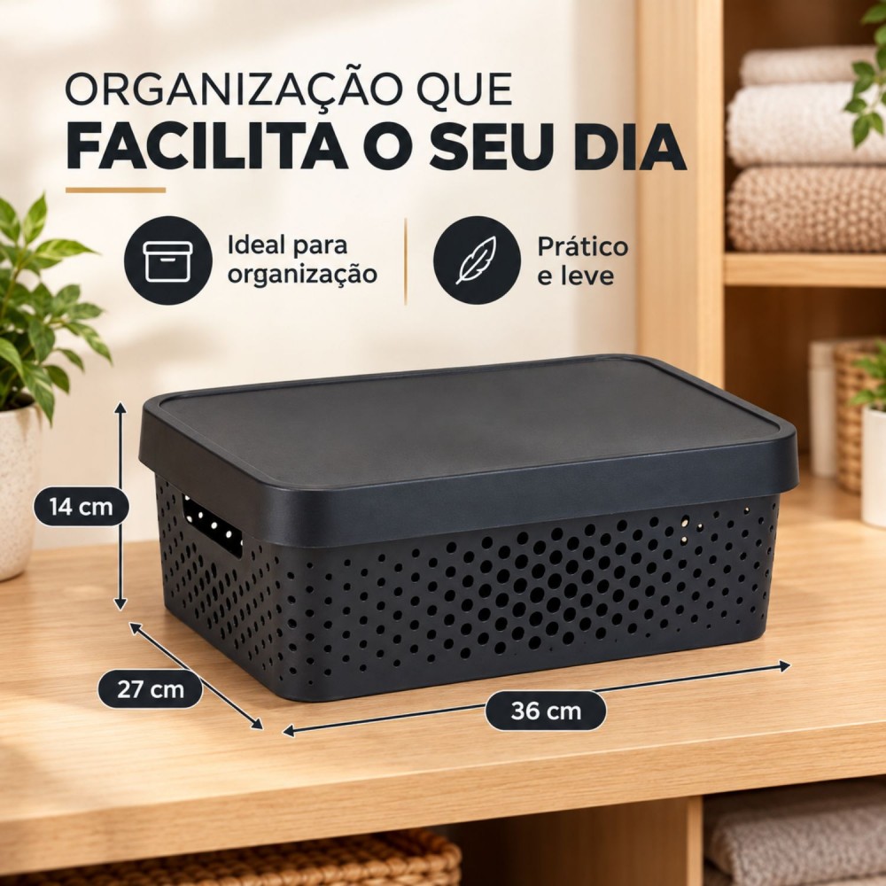 Caixa Organizadora Rainha 11L Preta