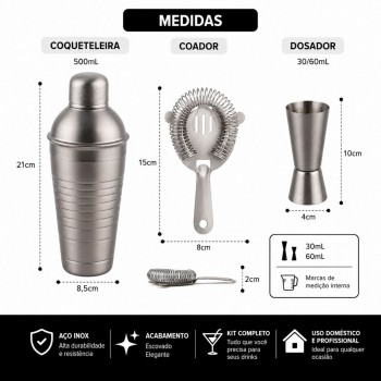 Kit Caipirinha com 3 peças Hauskraft Fosco
