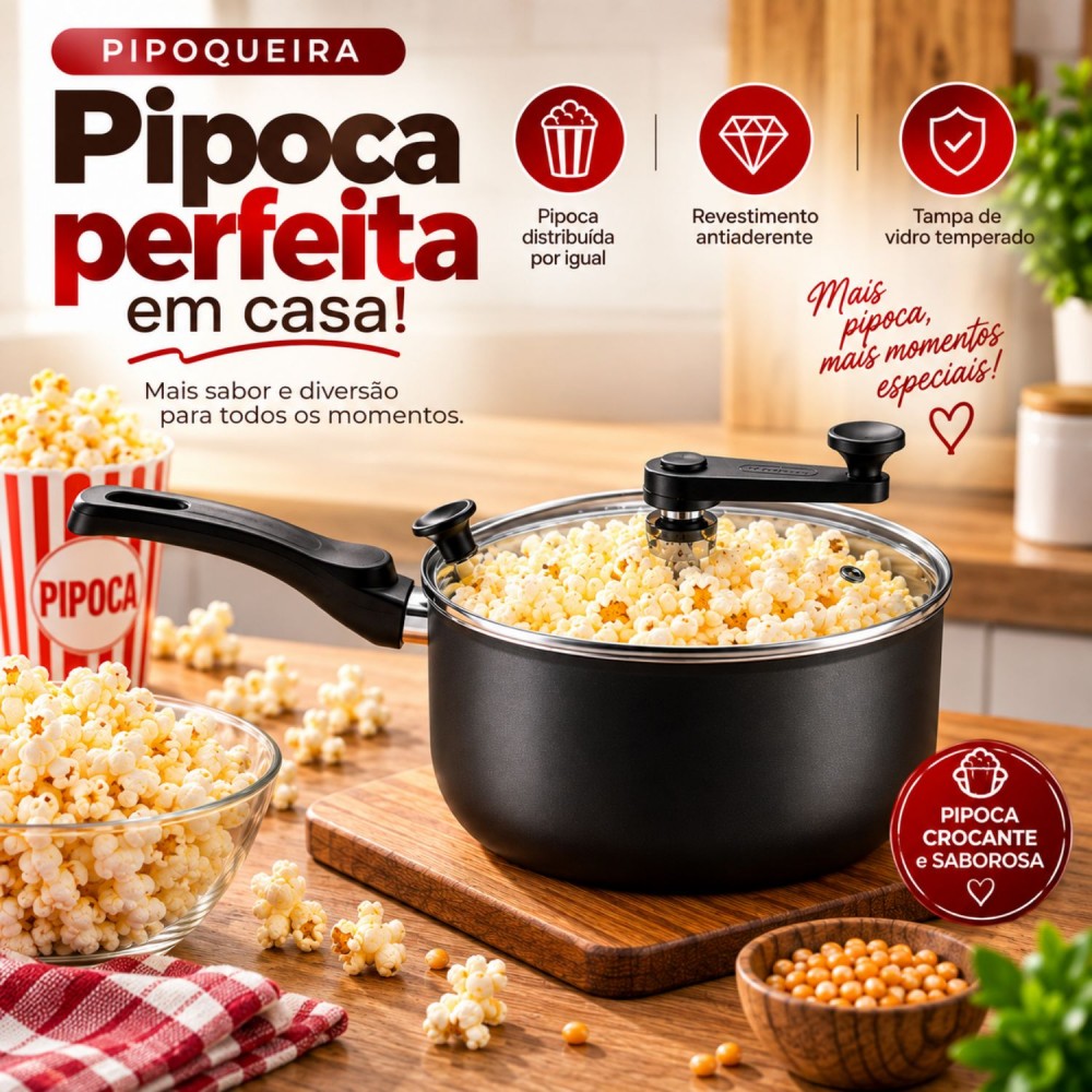 Pipoqueira com Tampa de Vidro Versátil Nº22 MTA 3,6L 