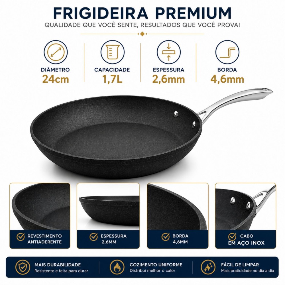 Frigideira de Indução Antiaderente 24cm Robust Colorstone