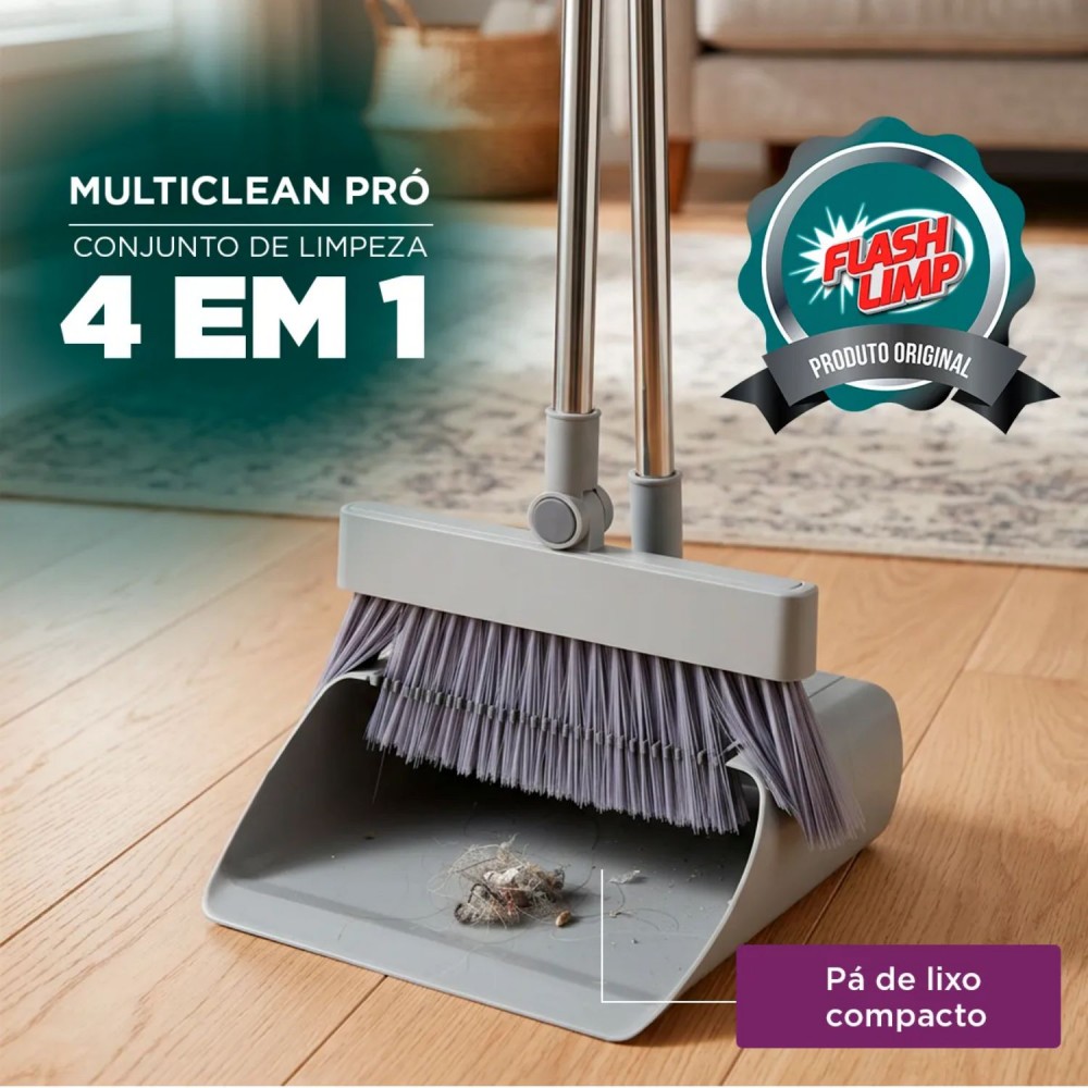 Vassoura Multi-clean Pro 4 em 1 Flash Limp
