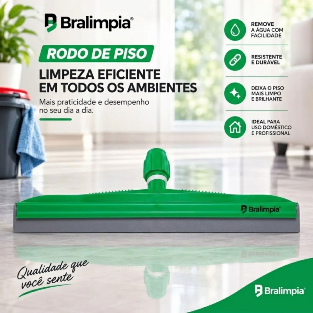 Rodo Plástico 45 cm Bralimpia Dry Verde sem Cabo