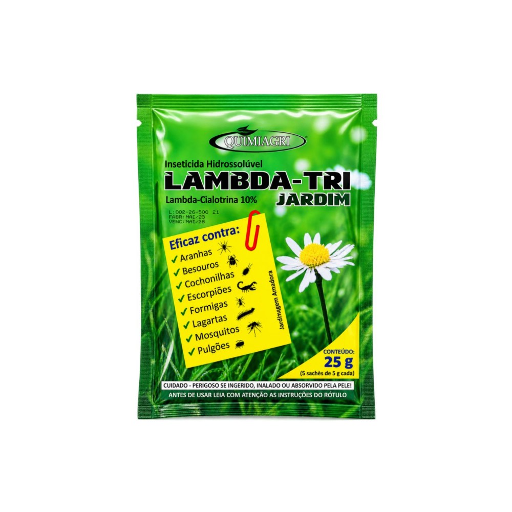 Inseticida Hidrossolúvel Lambda-Tri Jardim 25g com 5un.