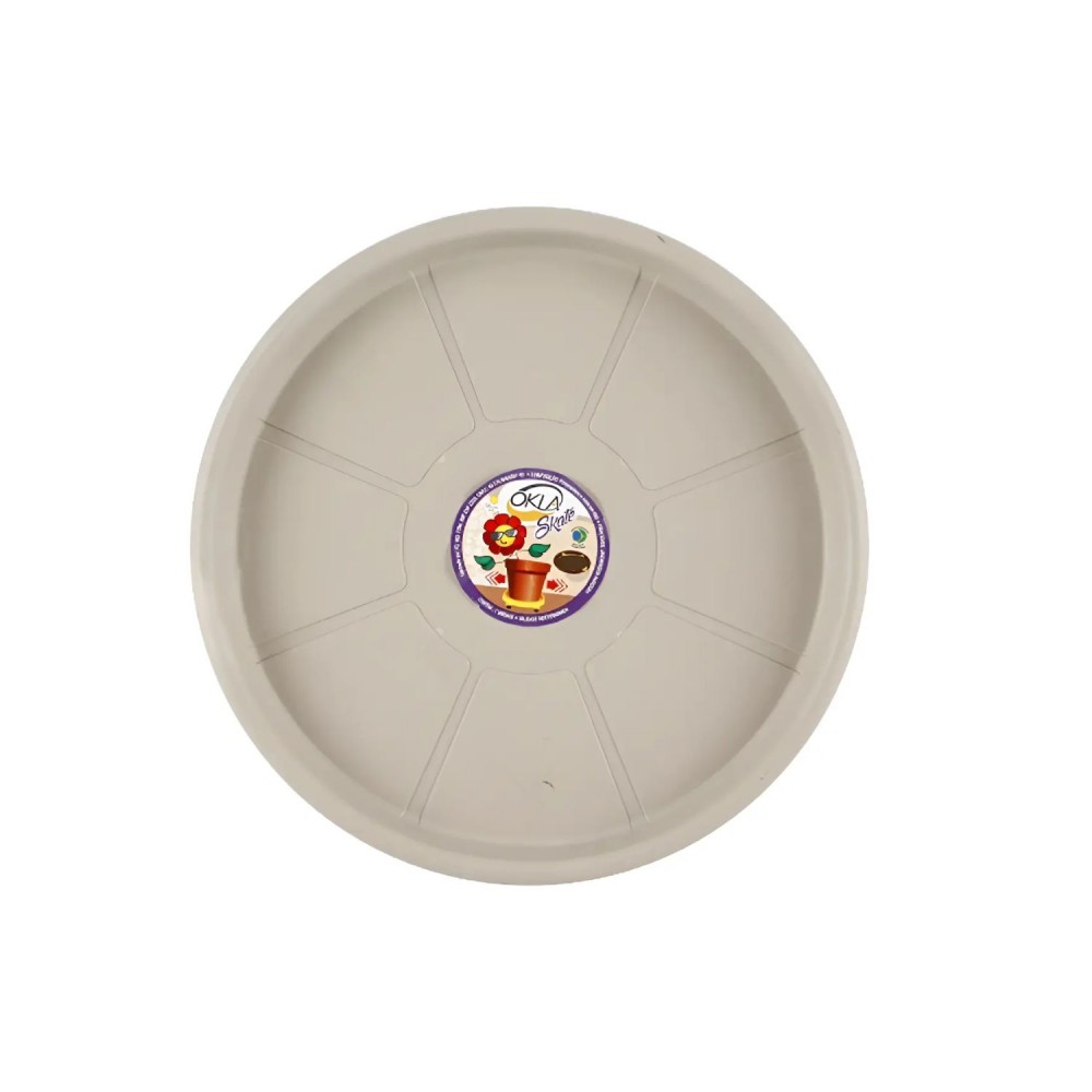 Prato Redondo para Vaso com Rodas 40cm Okla Cinza até 120kg