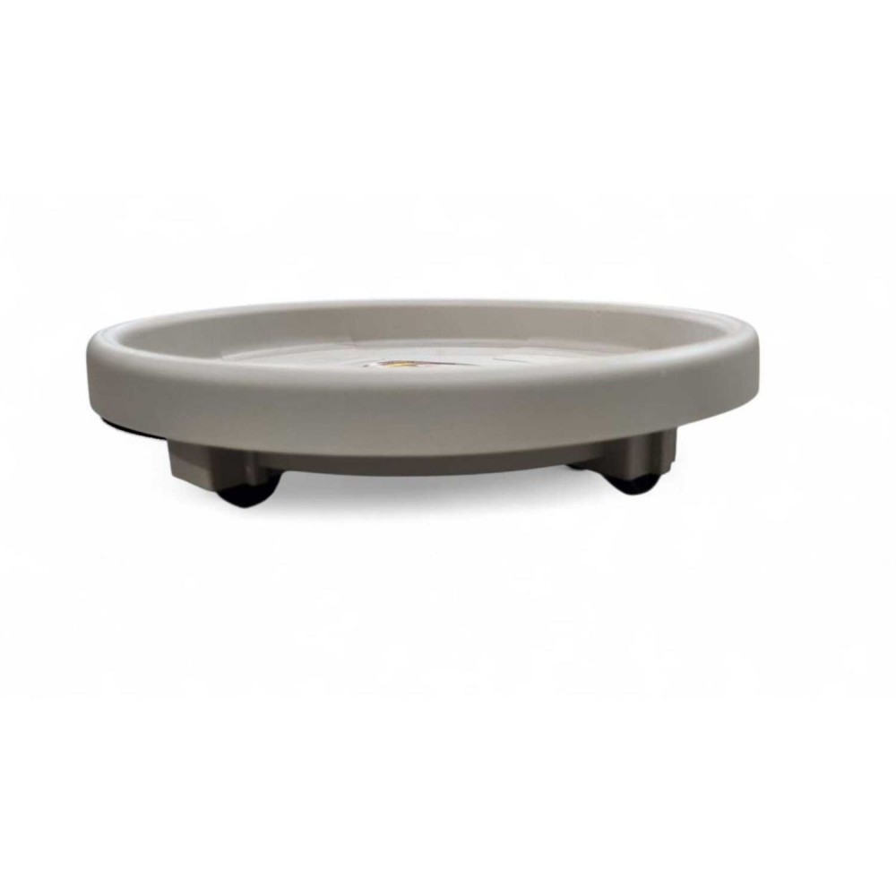 Prato Redondo para Vaso com Rodas 35cm Okla Cinza até 100kg