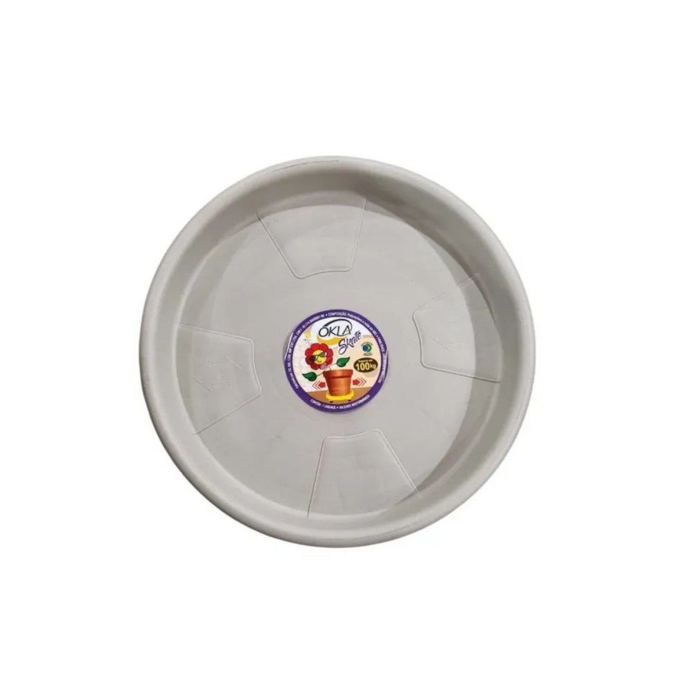 Prato Redondo para Vaso com Rodas 35cm Okla Cinza até 100kg