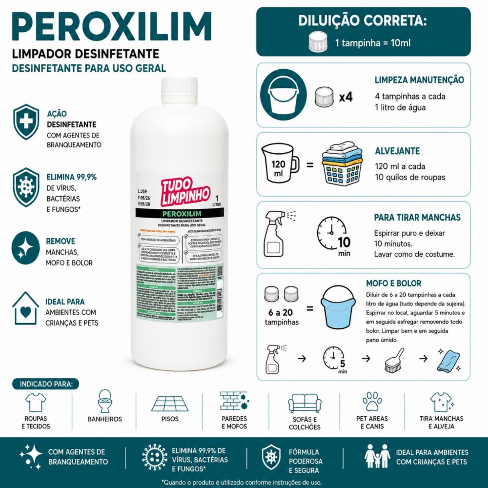 Limpador Multiuso 1L Peroxilim Tudo Limpinho