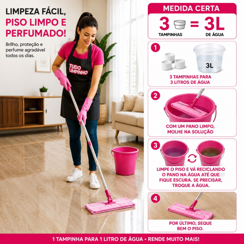 Limpador de Pisos Laminados e Vinílicos 1L Multiplex Tudo Limpinho