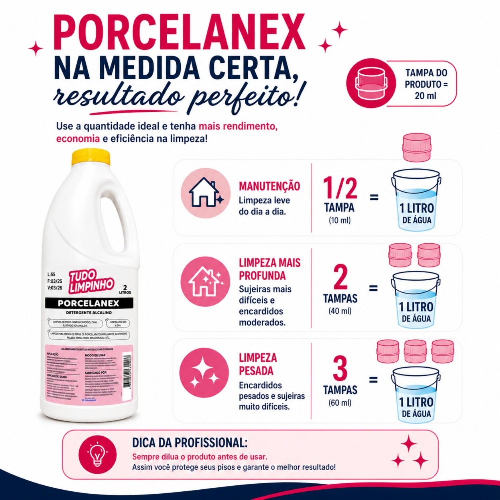 Limpador de Porcelanato 1L Porcelanex Tudo Limpinho