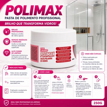 Pasta Polidora de Vidros e Inox Polimax 250g Tudo Limpinho