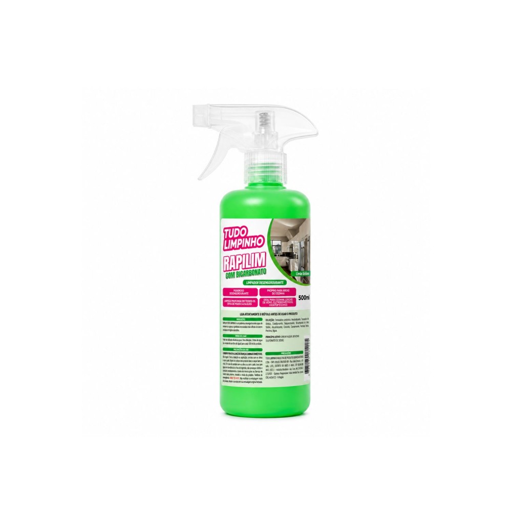 Limpador Desengordurante Spray 500mL Rapilim com Bicarbonato Tudo Limpinho