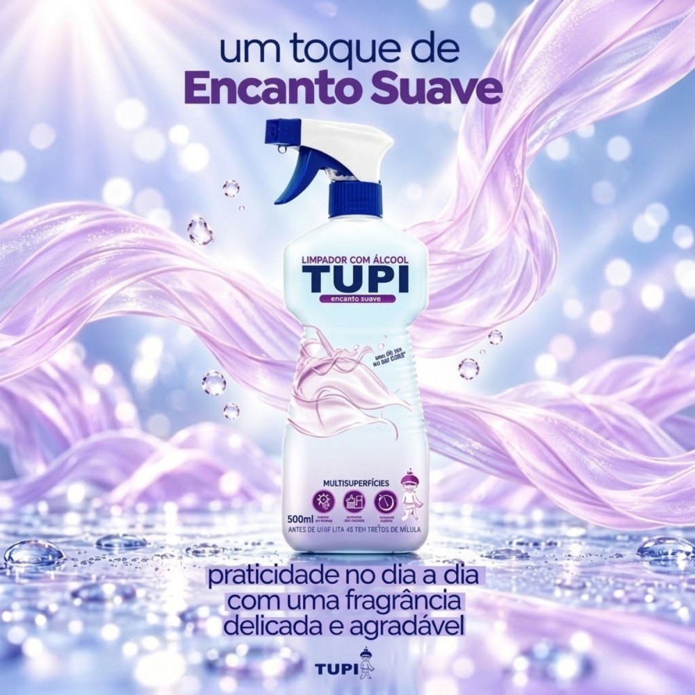 Limpador Multiuso com Álcool Tupi 500mL Encanto Suave