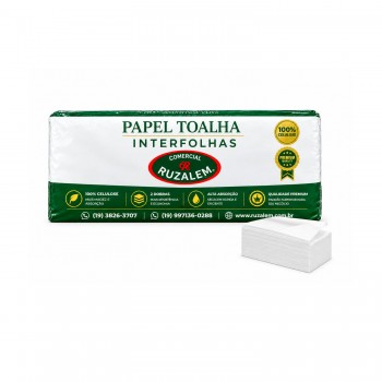 Papel Toalha Interfolhado Ruzalem 2 Dobras 100% Celulose com 1000 folhas 