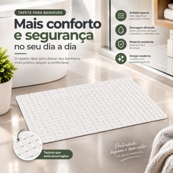 Tapete para Banheiro 69x39cm Antiderrapante Paramount Quadradinho 