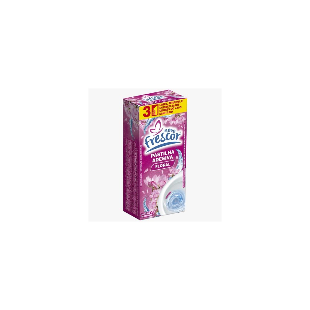 Pastilha Adesiva Sanitária Novo Frescor Floral com 3un.