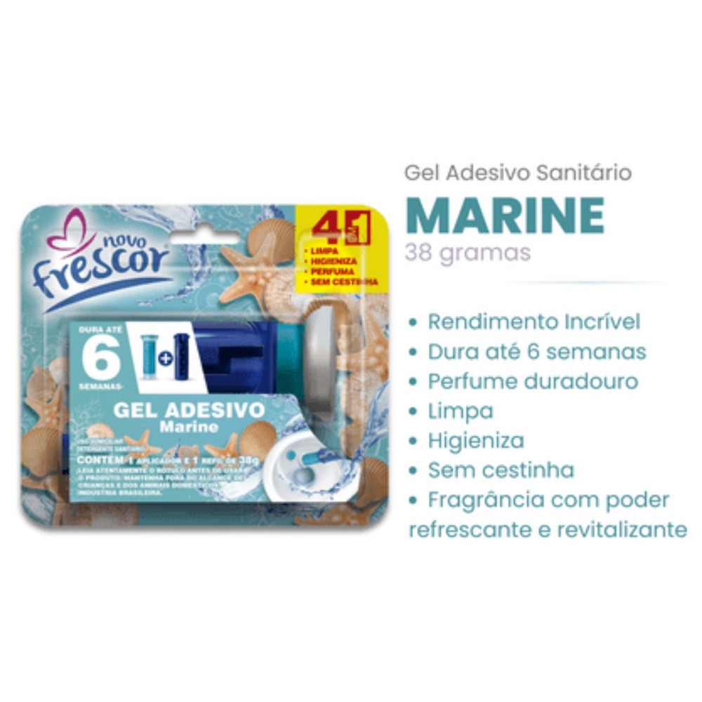 Gel Adesivo Sanitário Novo Frescor Marine 38g + 1 Aplicador