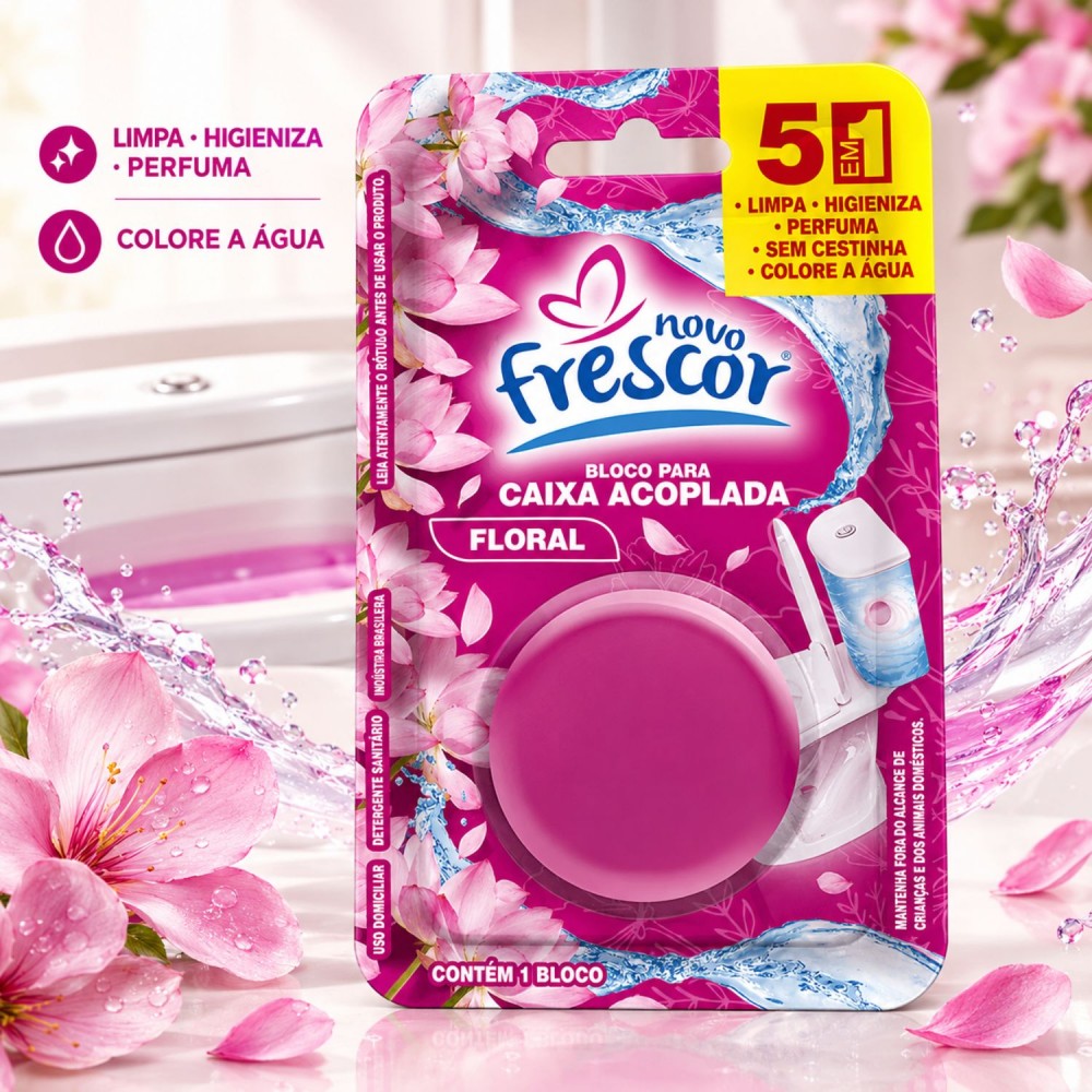 Bloco Sanitário Novo Frescor para Caixa Acoplada Floral 45g 