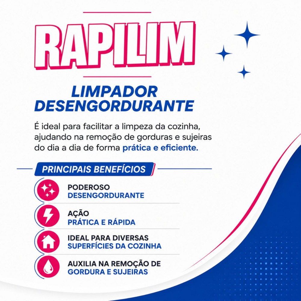 Limpador Desengordurante Spray 500mL Rapilim Tudo Limpinho