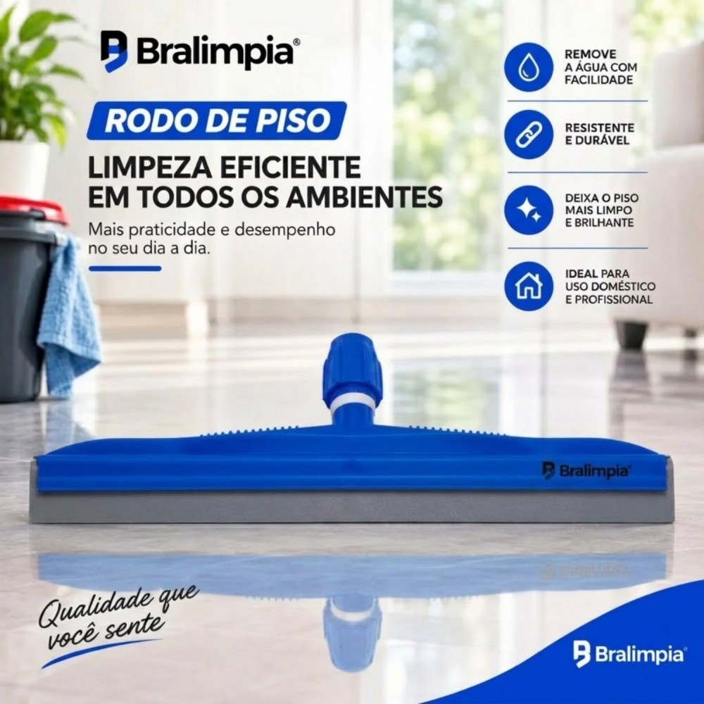 Rodo Plástico 35cm Bralimpia Dry Azul sem Cabo