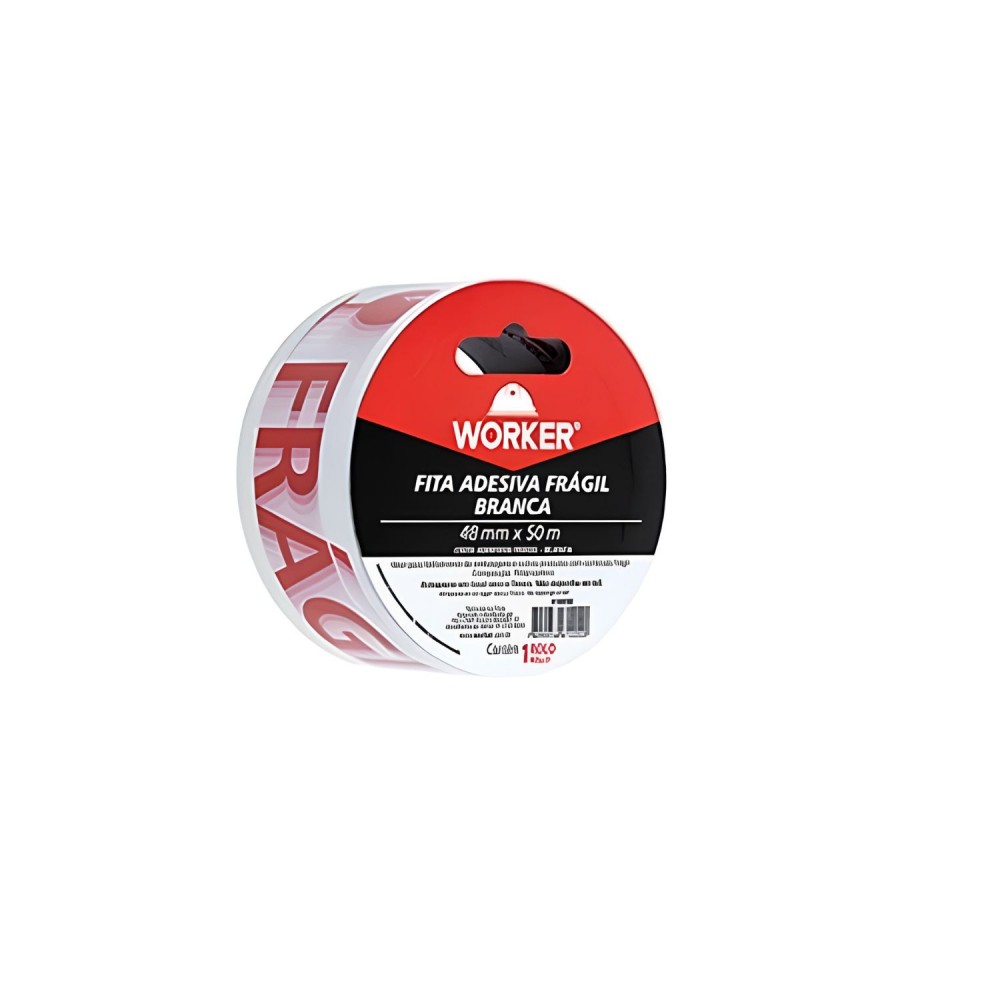 Fita Adesiva Frágil 48mm x 50m Branca Worker
