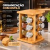 Porta Condimento com 12 peças + Suporte Giratório Bambu Yin´s