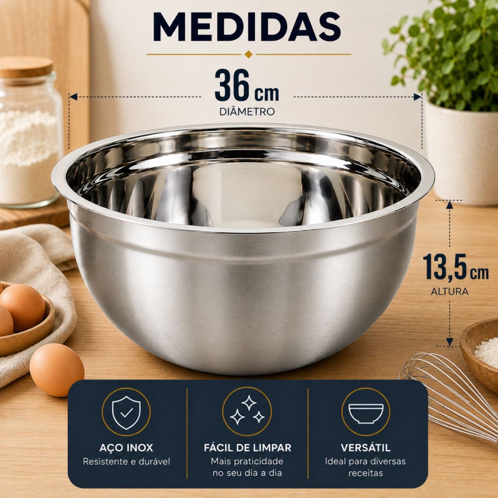Tigela Bowl Inox RSPAN 36cm