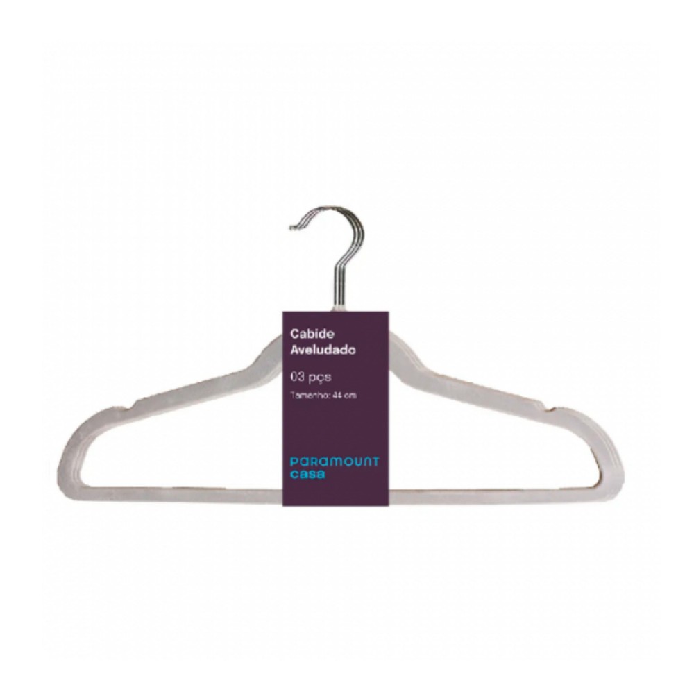 Cabide para Roupas Paramount Aveludado Bege c/3