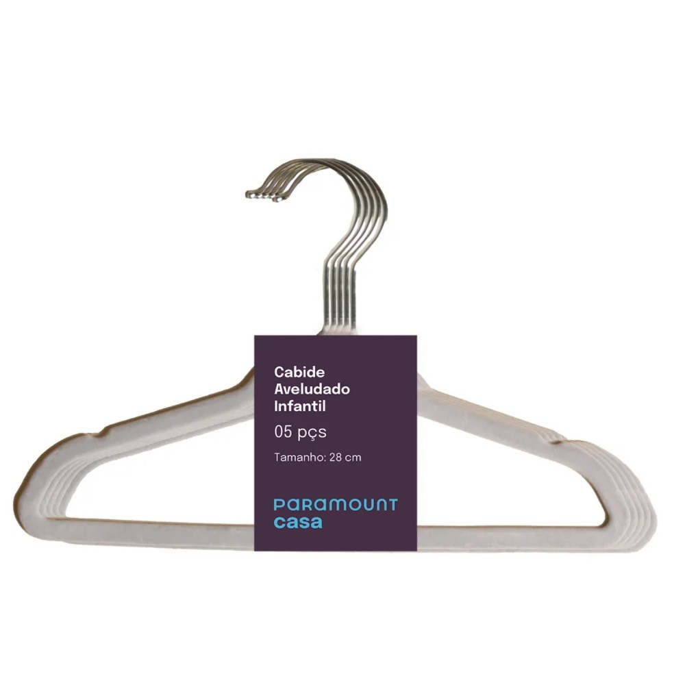 Cabide para Roupas Infantil Paramount Aveludado c/5