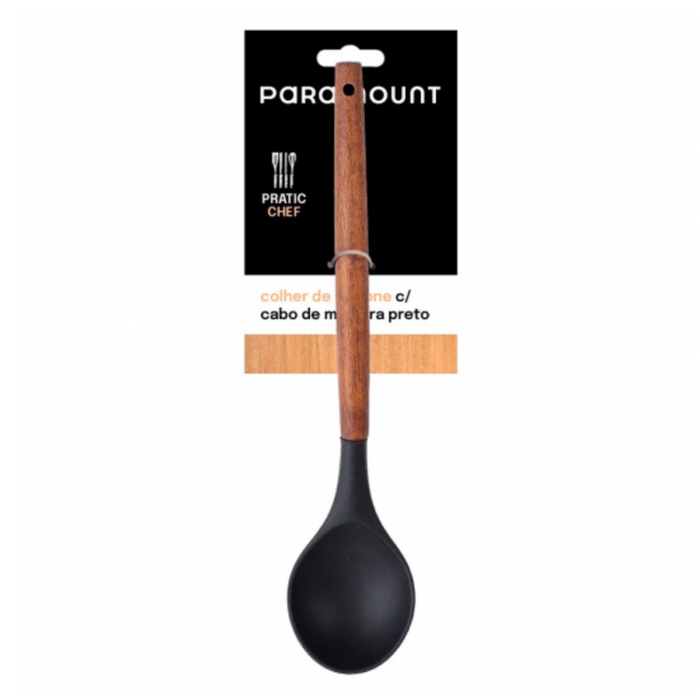 Colher de Arroz de Silicone Cabo Madeira Paramount Preto