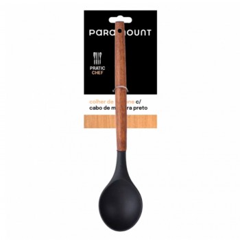 Colher de Arroz de Silicone Cabo Madeira Paramount Preto