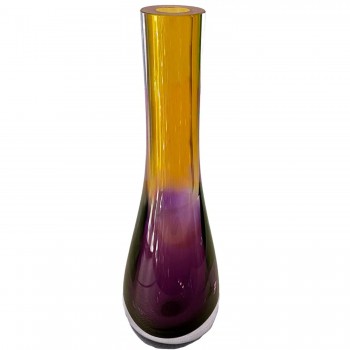 Vaso Decorativo em Vidro Paramount Murano 11x36cm Ambar com Roxo Ametista 