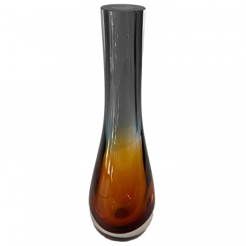 Vaso Decorativo em Vidro Paramount Murano 11x36cm Cinza Quartzo com Ambar