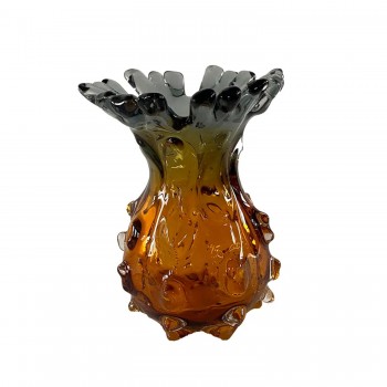 Vaso Decorativo em Vidro Paramount Murano 19x22cm Cinza Quartzo com Ambar