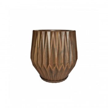 Vaso Plástico Redondo Chapecó Origami P Marrom com Prato