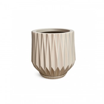 Vaso Plástico Redondo Chapecó Origami P Bege com Prato