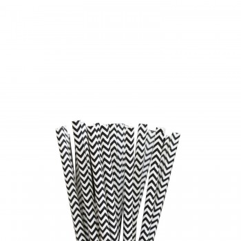 Canudo Biodegradável Papel Le Bianco 5mm Zig Zag Black com 100un.