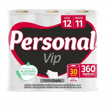 Papel Higiênico Folha Dupla Personal Vip Neutro LEVE12/PAGUE 11 30 metros