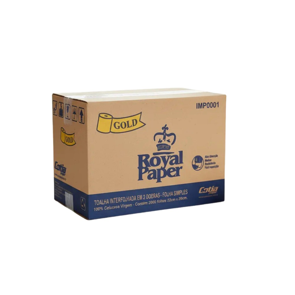 Papel Toalha Interfolhado Royal Paper Gold 2 Dobras 100% Celulose com 2000 folhas