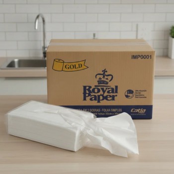 Papel Toalha Interfolhado Royal Paper Gold 2 Dobras 100% Celulose com 2000 folhas