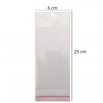 Saco Plástico Adesivado com Aba Furada 6x25cm Vabene n°11 com 100 unid.