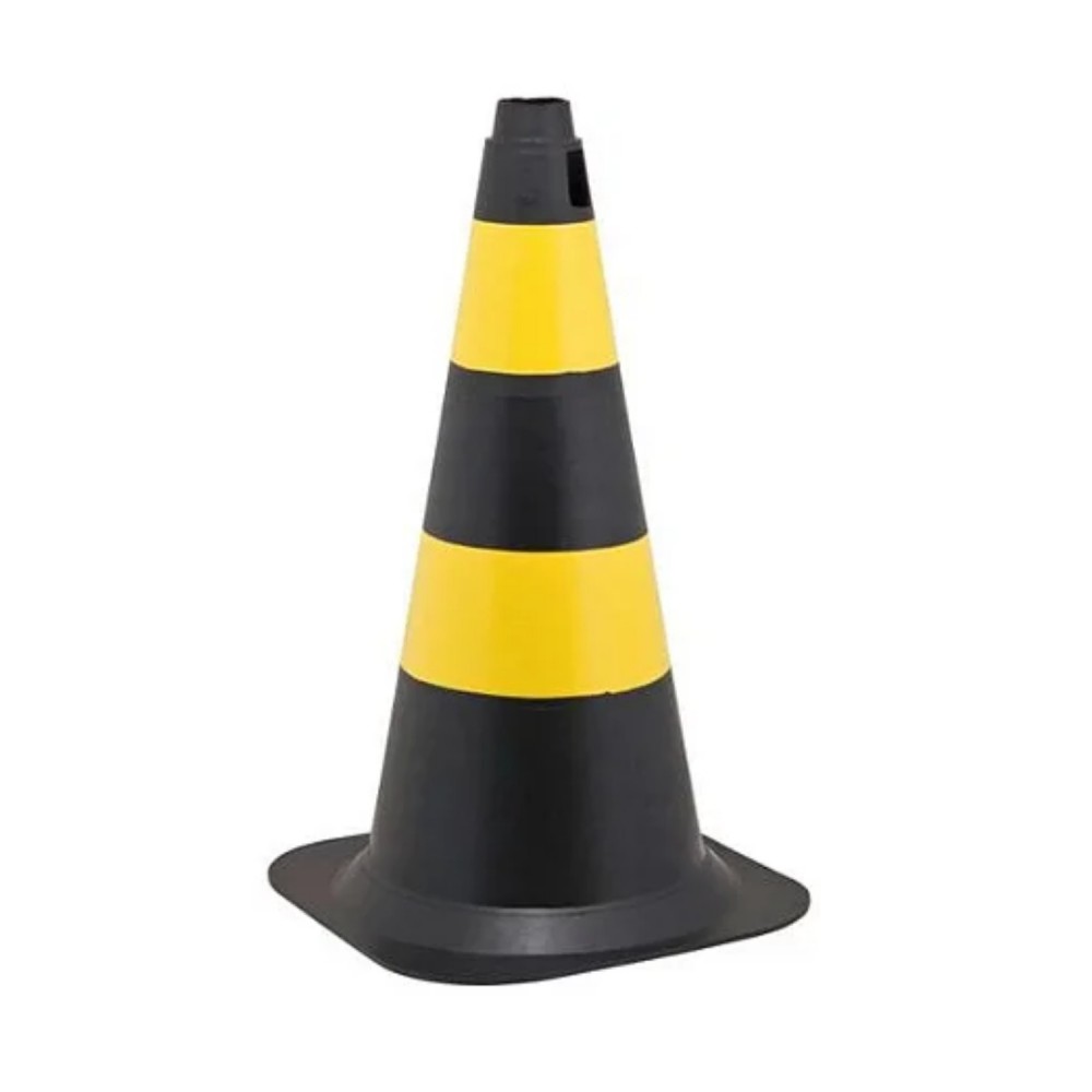 Cone de PVC para Sinalização 75cm Preto/Amarelo