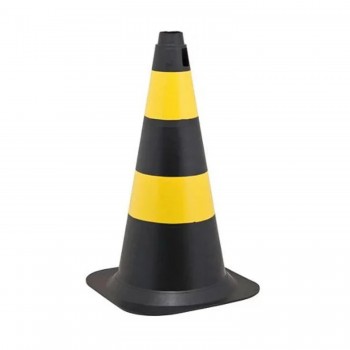 Cone de PVC para Sinalização 75cm Preto/Amarelo