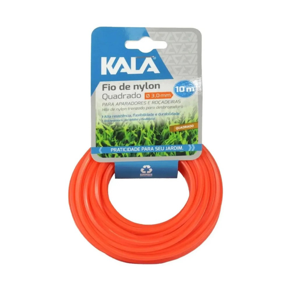 Fio de Nylon 3mm Quadrado com 10m Kala para Roçadeiras e Aparadores 