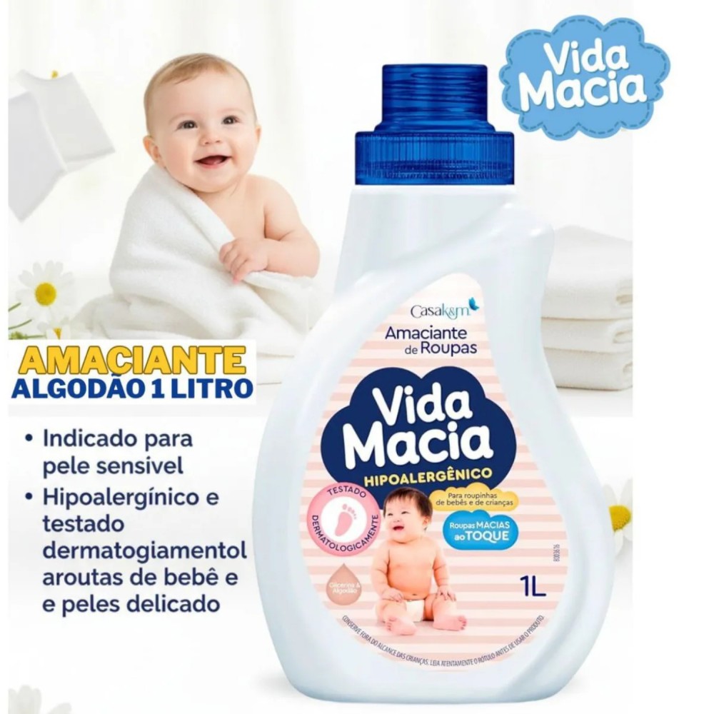 Amaciante Vida Macia 1L Glicerina e Algodão 