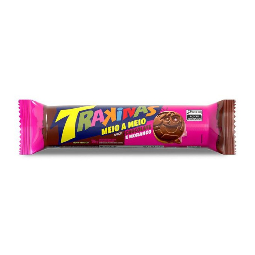 Biscoito Recheado Trakinas Meio a Meio 126g