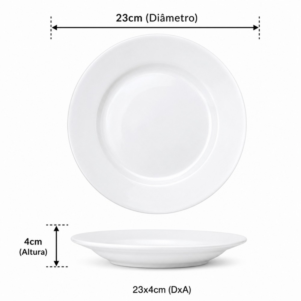 Prato de Porcelana Fundo Germer 23cm Hotel Branco