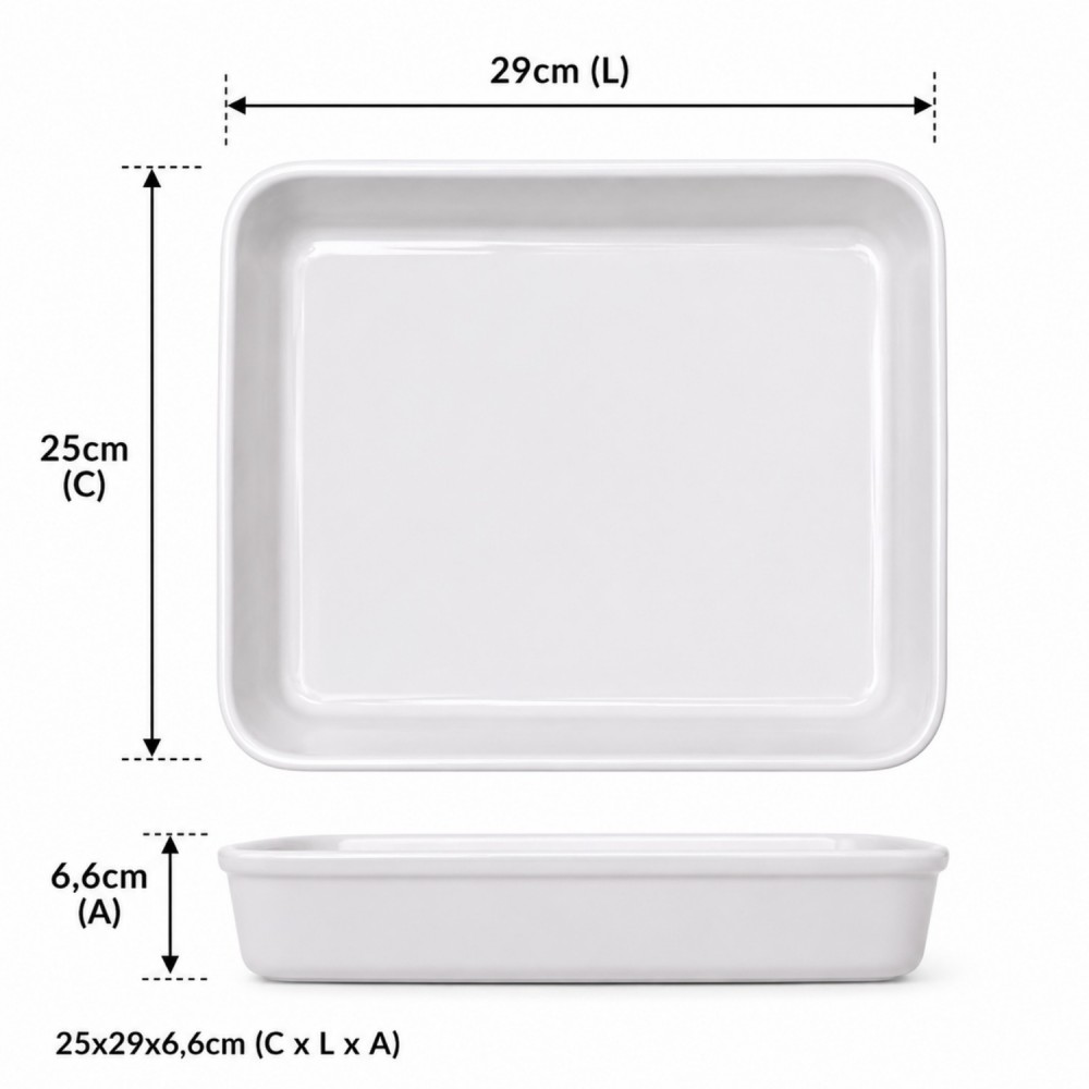Cuba Porcelana 1/2 Gourmet Germer 25x29x6,6cm 3088mL Branca
