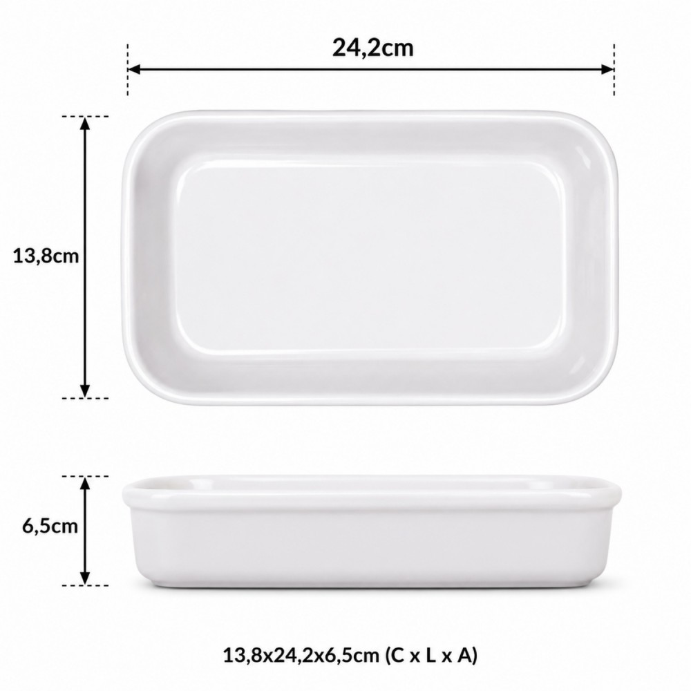 Cuba Porcelana 1/4 Gourmet Germer 13,8x24,2x6,5cm 1250mL Branca
