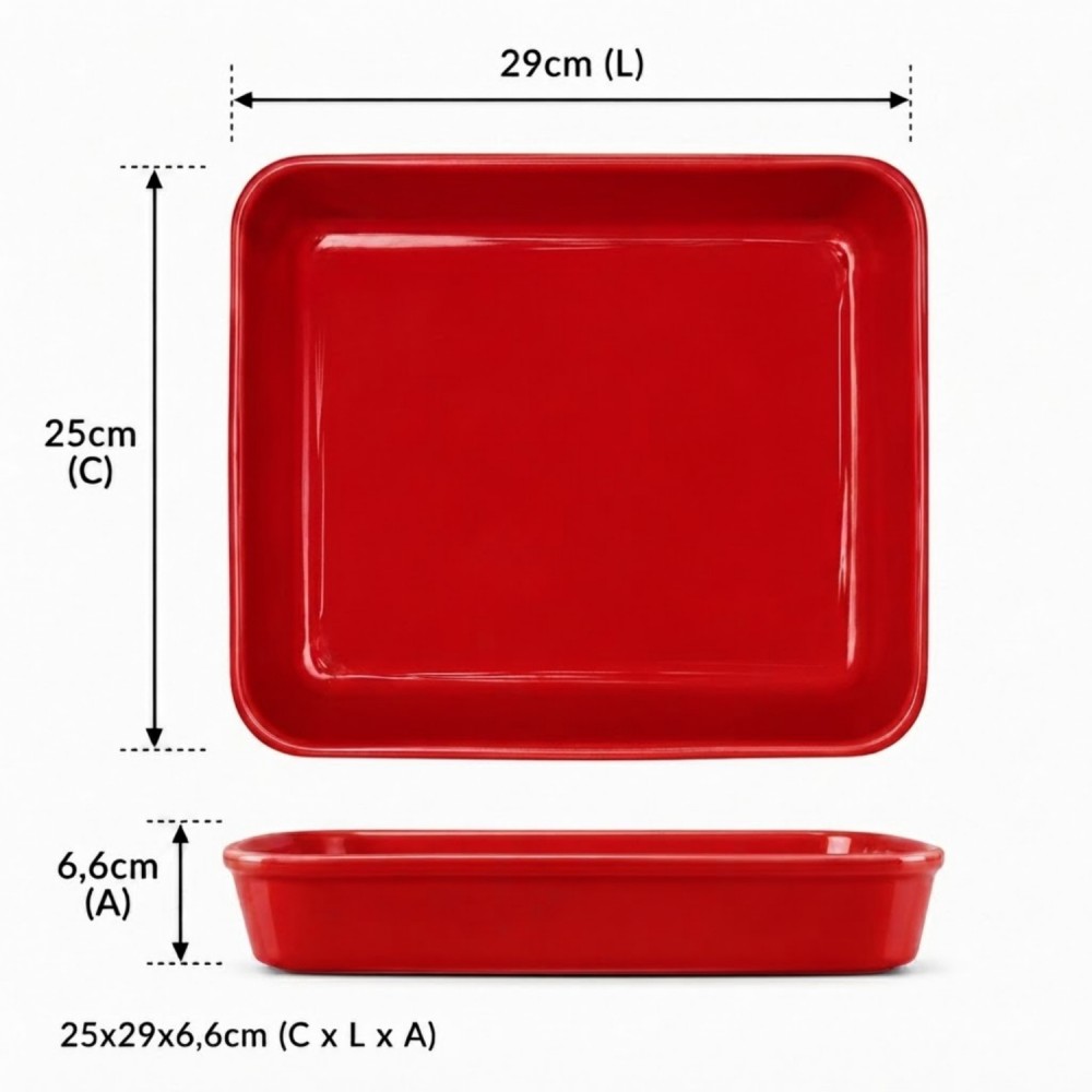 Cuba Porcelana 1/2 Gourmet Germer 25x29x6,6cm 3088ml Vermelho