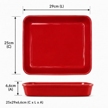 Cuba Porcelana 1/2 Gourmet Germer 25x29x6,6cm 3088ml Vermelho